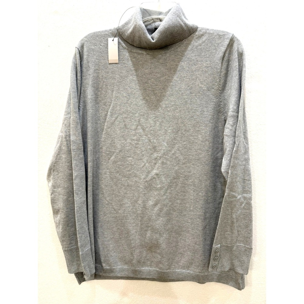 NWT Talbots‎ Plus Size 2X Heather Grey Lightweight Knit Turtleneck Sweater